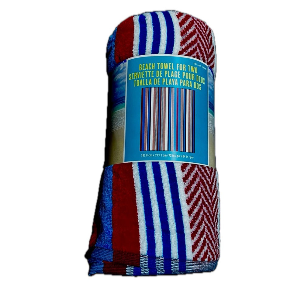 Beach Towel For Two, Red and Blue Striped